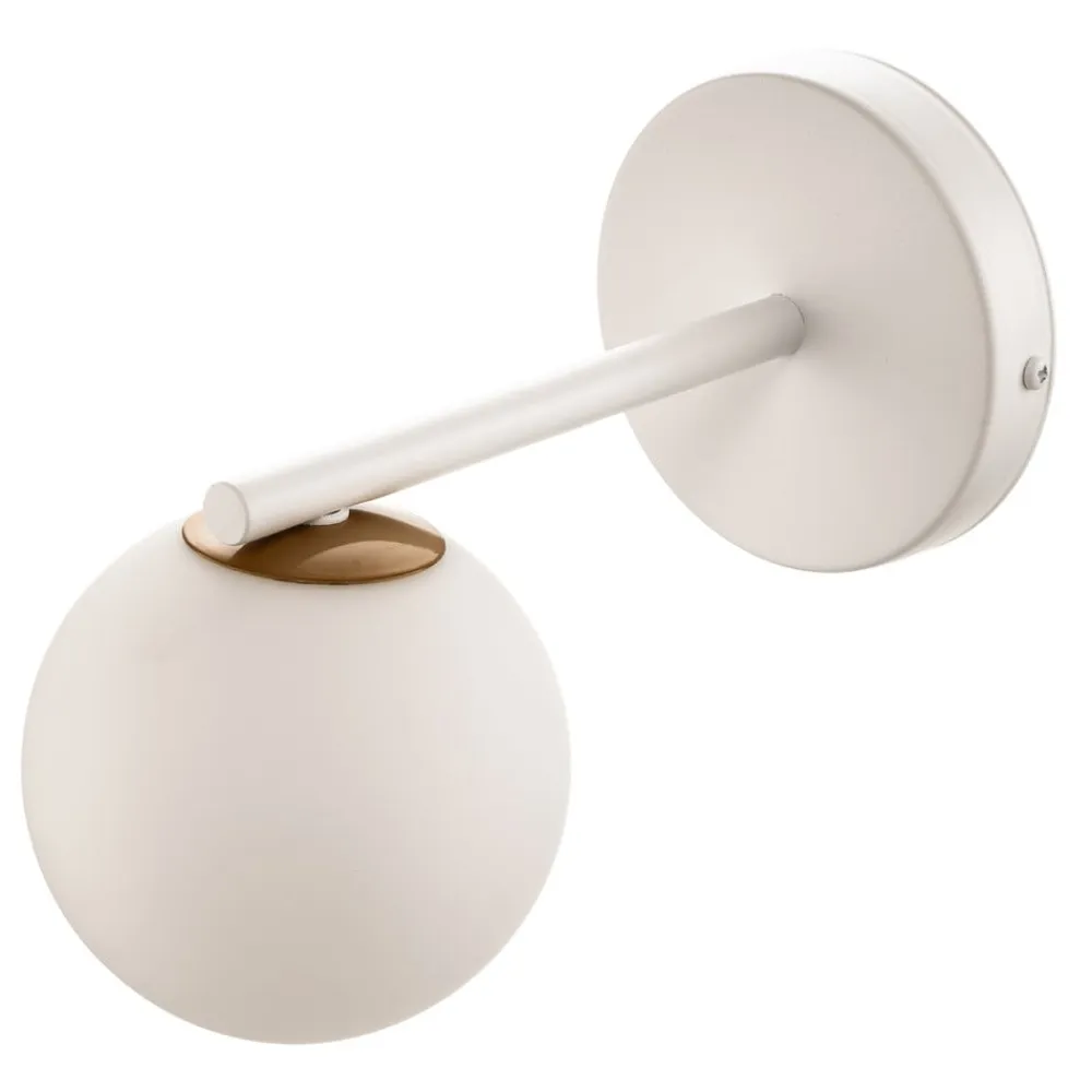 SIGMA Væglampe Gama i hvid med glaskugle