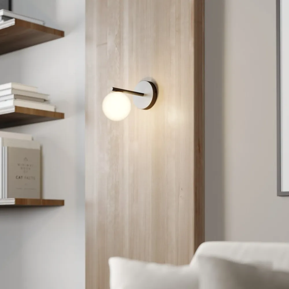 SIGMA Væglampe Gama i sort med glaskugle