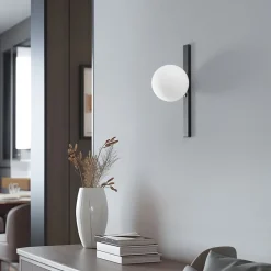 ALDEX Væglampe Garda, sort, metal, glas, 1 lyskilde