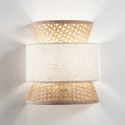 Luce Ambiente Design Væglampe Gazebo, natur/beige, bredde 24 cm, rattan/stof