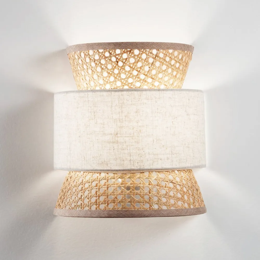Luce Ambiente Design Væglampe Gazebo, natur/beige, bredde 24 cm, rattan/stof