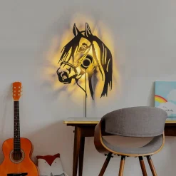 Væglampe Horse, sort, metal, 57 x 41 cm, stikledning^Opviq Best