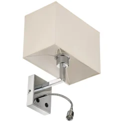 Nowodvorski Lighting Væglampe Hotel LED, hvid, tekstil, 2 lyskilder, LED-læselampe