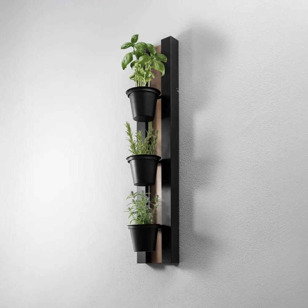 Luminex Væglampe Hylde, sort/træfarvet ståltræ, 90 cm høj