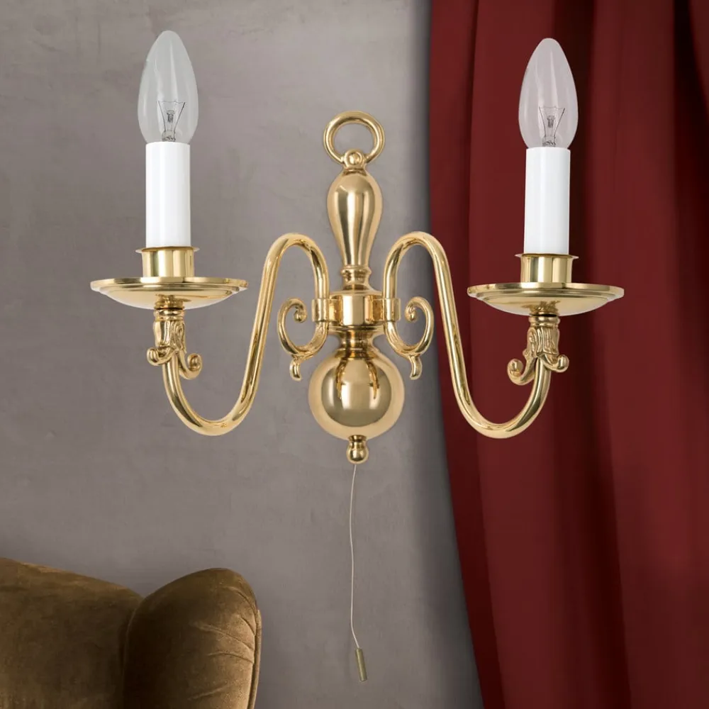 ORION Væglamper|Væglamper>Væglampe Imke m. 2 lyskilder, i messing