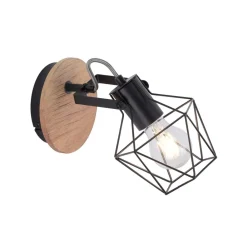 JUST LIGHT. GmbH Væglampe Jaro justerbar sort/træ 1-lys