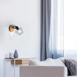 JUST LIGHT. GmbH Væglampe Jaro justerbar sort/træ 1-lys