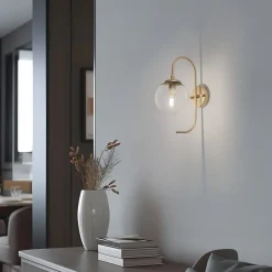 Væglampe Jewel, guldfarvet, glas, højde 36 cm, E14^Opviq Discount