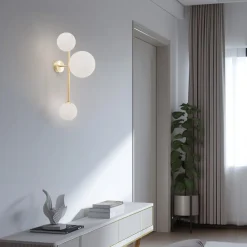 ALDEX Væglamper>Væglampe Joel, messing/hvid, 3 lyskilder