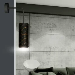 Væglampe Joni, tekstil, 1 lyskilde sort marmoreret^EMIBIG LIGHTING Discount