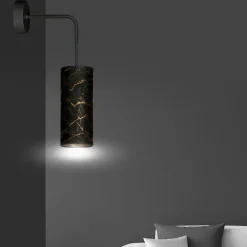 Væglampe Joni, tekstil, 1 lyskilde sort marmoreret^EMIBIG LIGHTING Discount