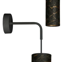 Væglampe Joni, tekstil, 1 lyskilde sort marmoreret^EMIBIG LIGHTING Discount