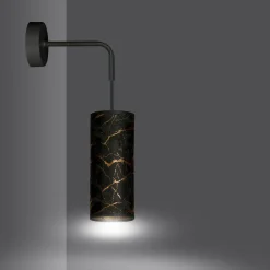 Væglampe Joni, tekstil, 1 lyskilde sort marmoreret^EMIBIG LIGHTING Discount