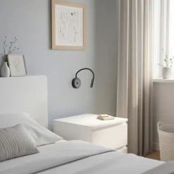 TK Lighting Væglampe Lagos USB, 27 cm, sort, læselampe, G9