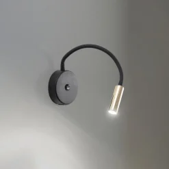 Væglampe Lagos USB, sort/guld, 27 cm, læselampe, G9^TK Lighting Outlet