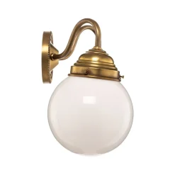Berliner Messinglampen Væglampe Larry II, messing, mundblæst glas