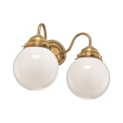 Berliner Messinglampen Væglampe Larry II, messing, mundblæst glas