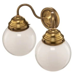 Berliner Messinglampen Væglampe Larry II, messing, mundblæst glas