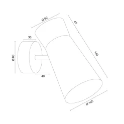 Argon Væglampe Lotta, guldfarvet, spotlight, stål, justerbar