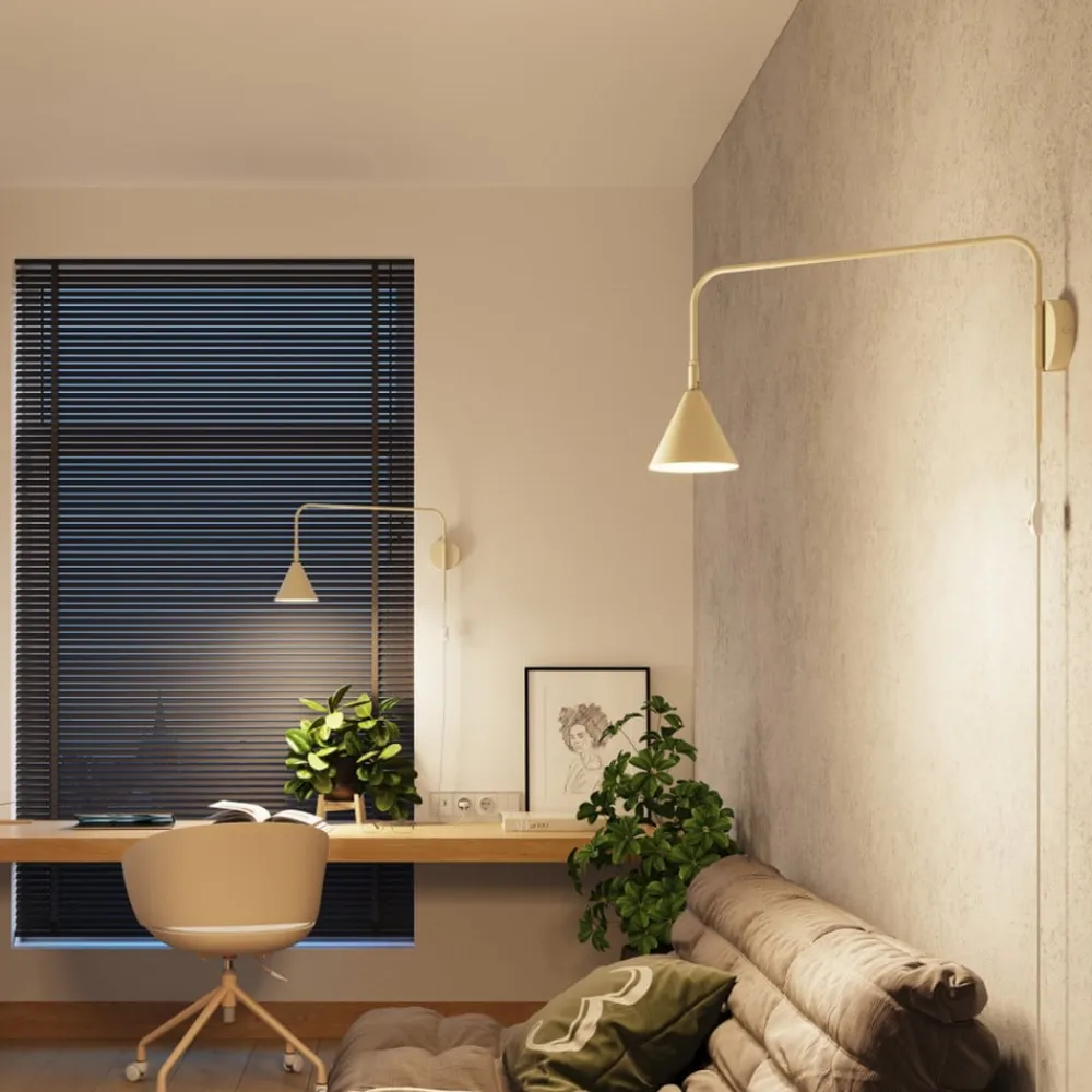 SOLLUX LIGHTING Væglamper|Væglamper>Væglampe LYS, beige, Ø 14 cm, metal, stik, E14