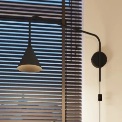 SOLLUX LIGHTING Væglampe LYS, sort, Ø 14 cm, metal, stik, E14