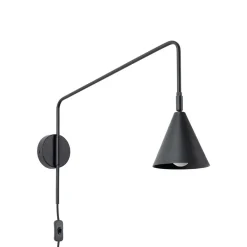 SOLLUX LIGHTING Væglampe LYS, sort, Ø 14 cm, metal, stik, E14
