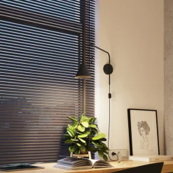 SOLLUX LIGHTING Væglampe LYS, sort, Ø 14 cm, metal, stik, E14