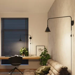 SOLLUX LIGHTING Væglampe LYS, sort, Ø 14 cm, metal, stik, E14