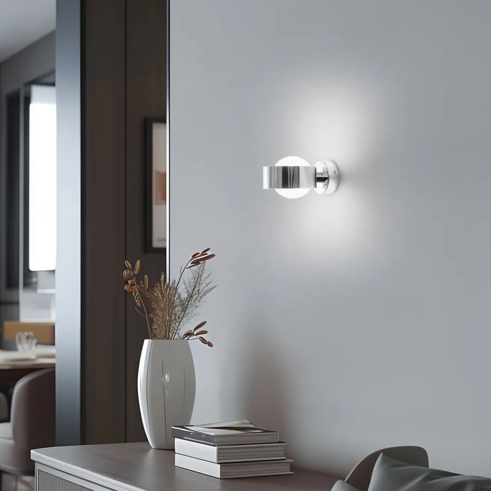 Væglampe Mado, stål kromfarvet, glas opal, 1 lyskilde^Argon Best