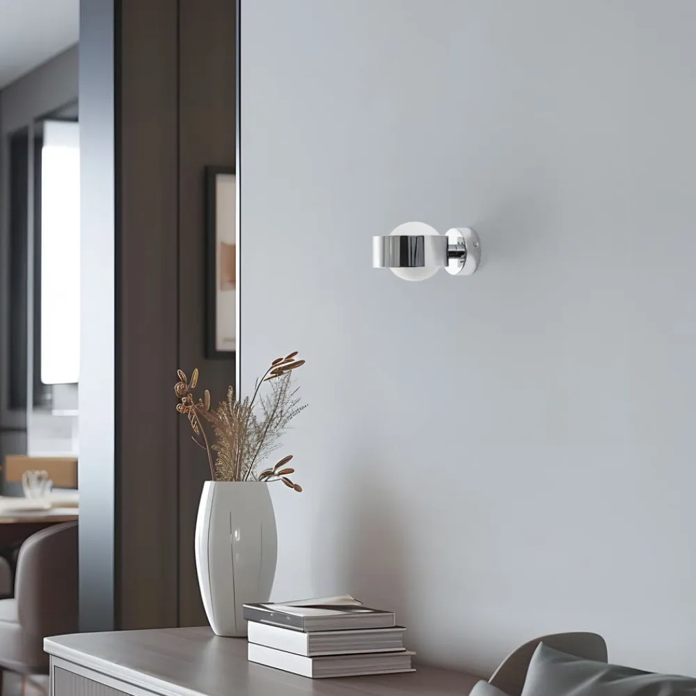 Væglampe Mado, stål kromfarvet, glas opal, 1 lyskilde^Argon Best