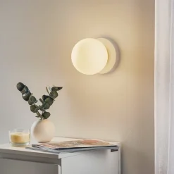 Væglampe Minerva K1, hvid, Ø 15 cm, glas/metal^EMIBIG LIGHTING