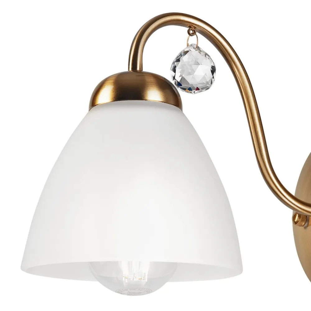 Lamkur Væglampe Miranda med glasskærm, messing