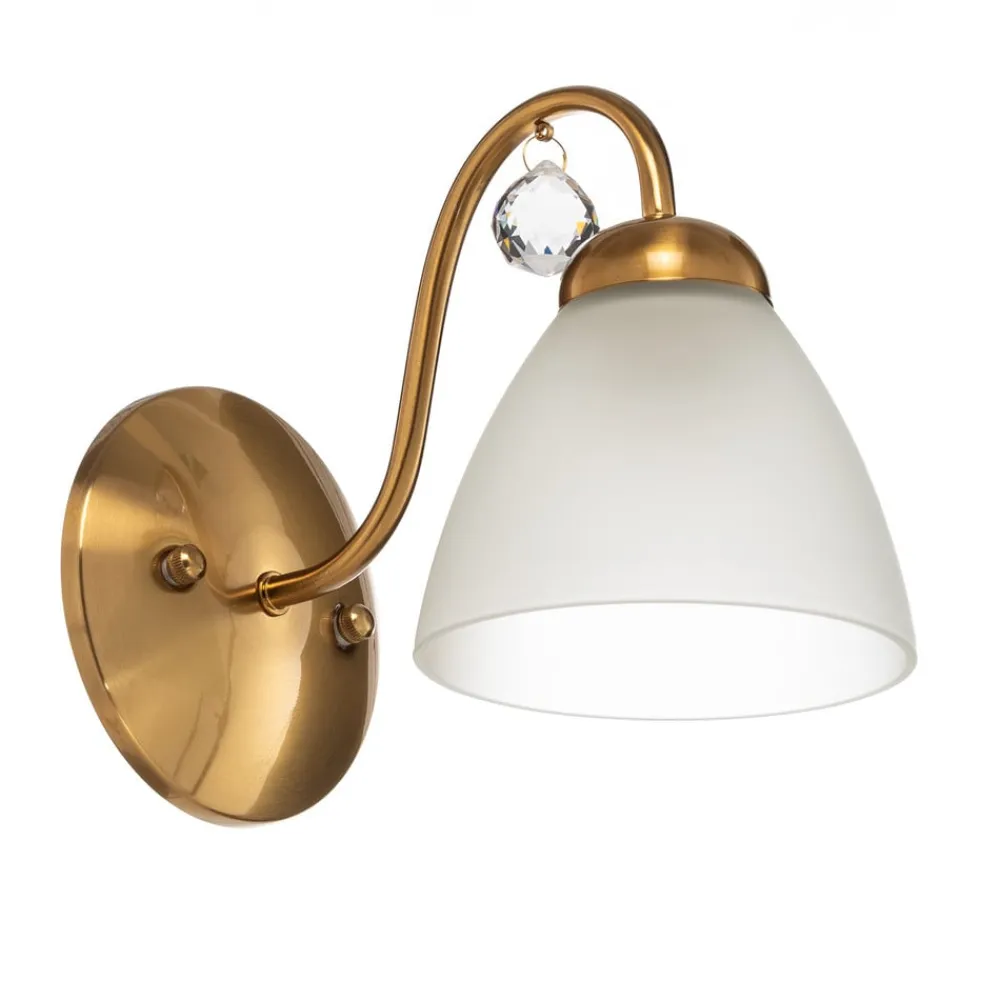 Lamkur Væglampe Miranda med glasskærm, messing