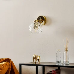 Argon Væglampe Odel med dekoreret glasskærm