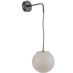 Væglampe Ognis K1 med kugleformet skærm, sort/guld^EMIBIG LIGHTING