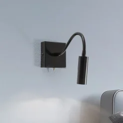 Argon Væglamper|Væglamper>Væglampe Ojos, sort, læselampe, justerbar, 33 cm, G9