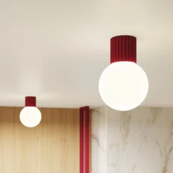 Væglampe ORBI, mørkerød, glas/metal, Ø 12 cm, IP44, G9^SOLLUX LIGHTING Outlet