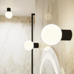 SOLLUX LIGHTING Væglampe ORBI, sort, glas/metal, Ø 12 cm, IP44, G9