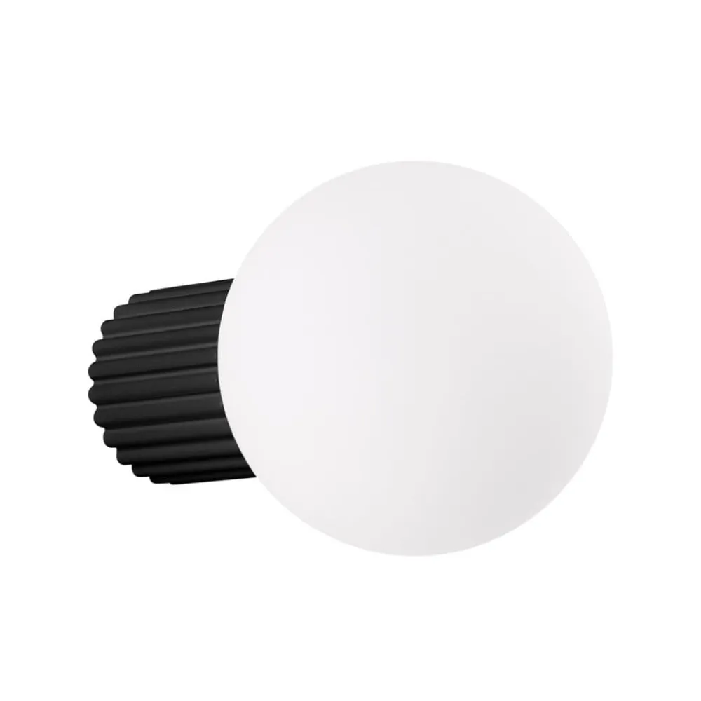 SOLLUX LIGHTING Væglampe ORBI, sort, glas/metal, Ø 12 cm, IP44, G9