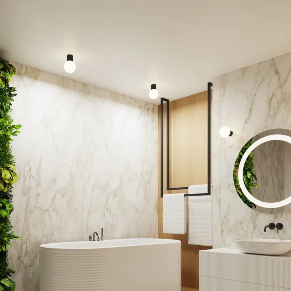 SOLLUX LIGHTING Væglampe ORBI, sort, glas/metal, Ø 12 cm, IP44, G9