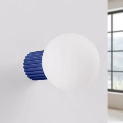 SOLLUX LIGHTING Gang|Pendellamper>Væglampe ORBI, ultramarin, glas/metal, Ø 12 cm, IP44, G9