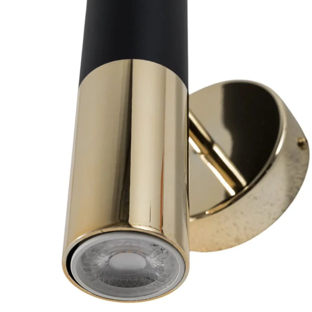 Domiluce Væglamper|Væglamper>Væglampe Orino, sort/guld, metal, GU10