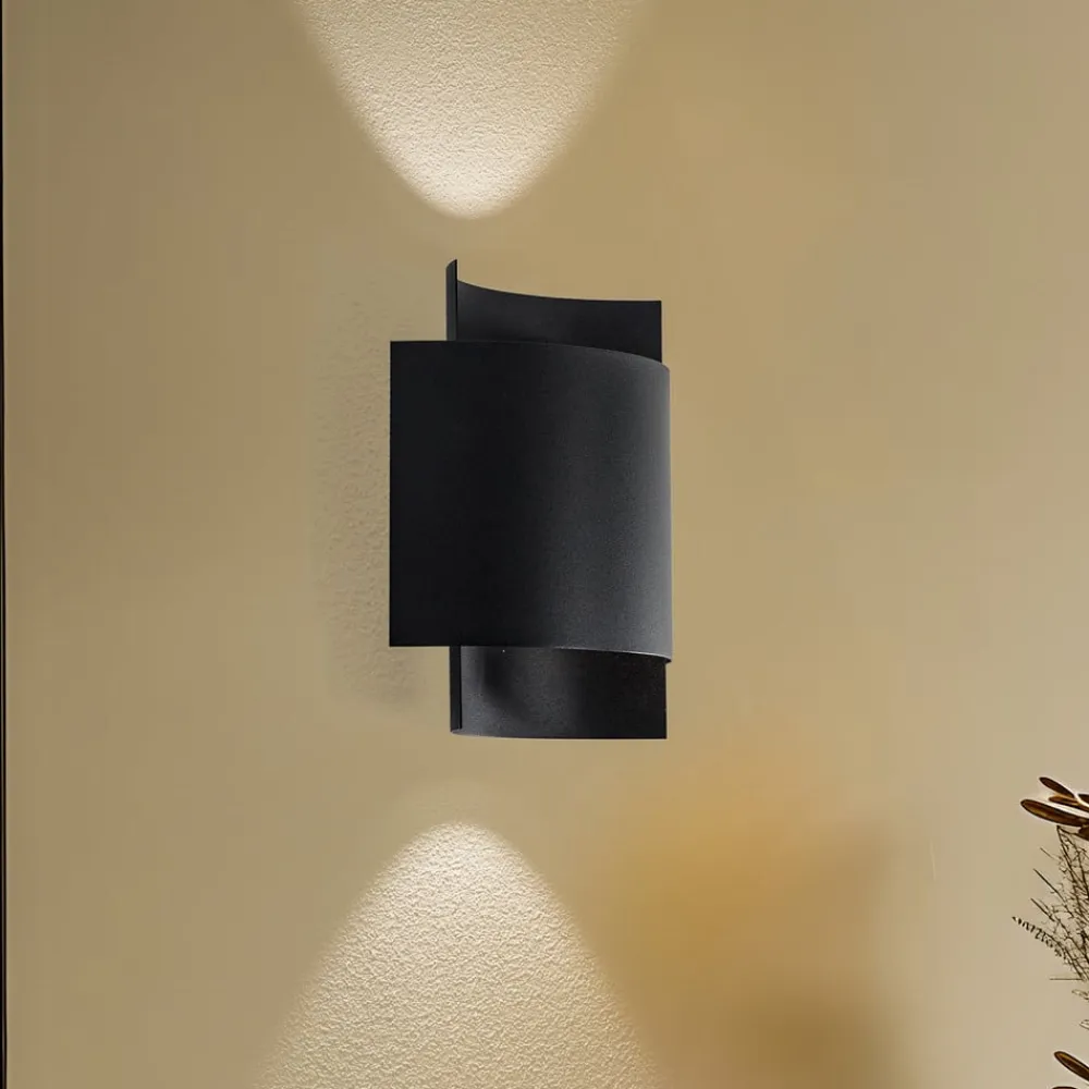 SOLLUX LIGHTING Væglampe Pako af to stålplader i sort