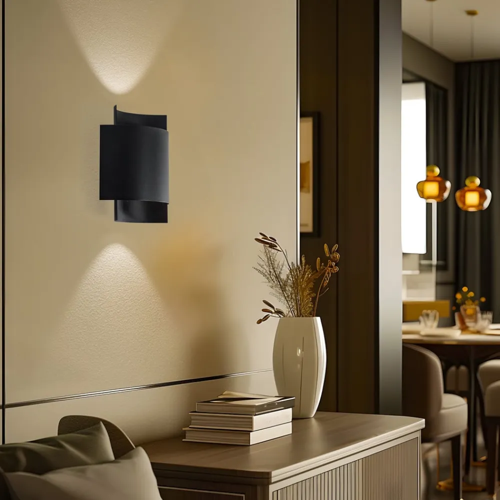 SOLLUX LIGHTING Væglampe Pako af to stålplader i sort