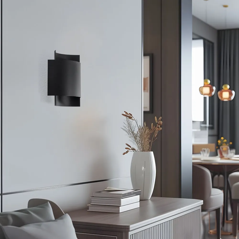 SOLLUX LIGHTING Væglampe Pako af to stålplader i sort