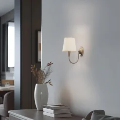 Opviq Gang|Pendellamper>Væglampe Pardo, messing, metal/stof, højde 31 cm, E27