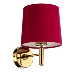 Argon Væglampe Polo, tekstilskærm, messing/pink