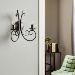 ONLI Væglampe Pompei, 2 lyskilder, sort