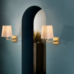 Opviq Væglampe Profil, guld/creme, metal/stof, højde 30 cm