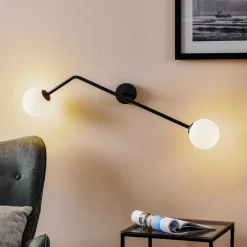 ALDEX Væglamper>Væglampe Pure, 2 lyskilder, sort, vandret